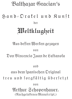 Balthasar Gracians Hand-Orakel und Kunst der Weltklugheit - Frontispiz